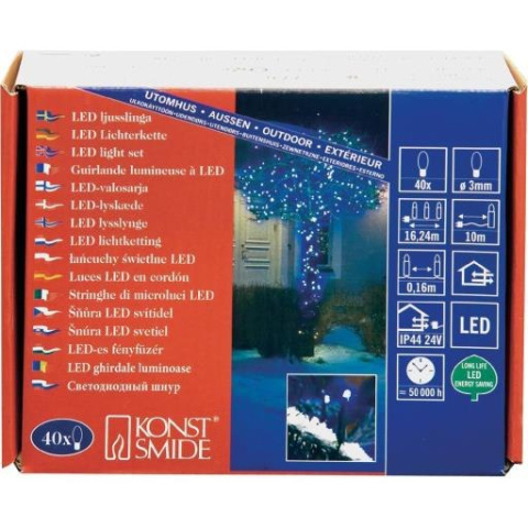 Lampki LED niebieskie 40 diod IP44 Konstsmide łańcuch świetlny