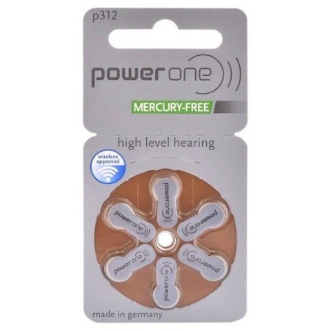 bateria 6 szt Power One 312 aparatów słuchowych bateria 6 szt Power One 312 aparatów słuchowych