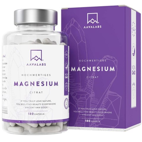 magnez kapsułki cytrynian AAVALABS 180szt bez GMO magnez kapsułki cytrynian AAVALABS 180szt bez GMO