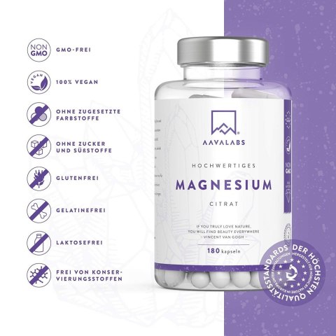 magnez kapsułki cytrynian AAVALABS 180szt bez GMO magnez kapsułki cytrynian AAVALABS 180szt bez GMO