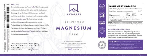 magnez kapsułki cytrynian AAVALABS 180szt bez GMO magnez kapsułki cytrynian AAVALABS 180szt bez GMO