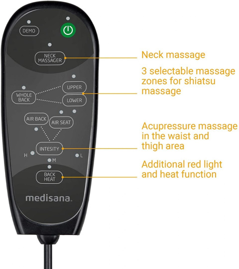 Mata masująca MEDISANA MC 825 shiatsu masażer pilot Mata masująca MEDISANA MC 825 shiatsu masażer pilot