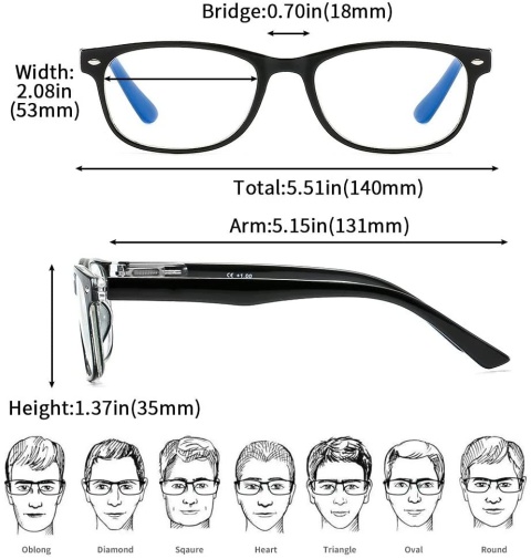 SUERTREE blokujące niebieskie światło 3X okulary +1,5 SUERTREE blokujące niebieskie światło 3X okulary +1,5