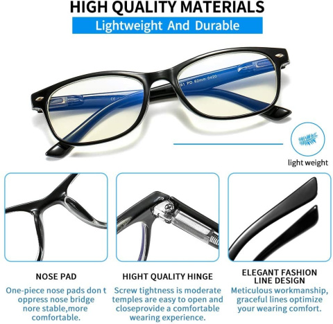 SUERTREE blokujące niebieskie światło 3X okulary +1,5 SUERTREE blokujące niebieskie światło 3X okulary +1,5