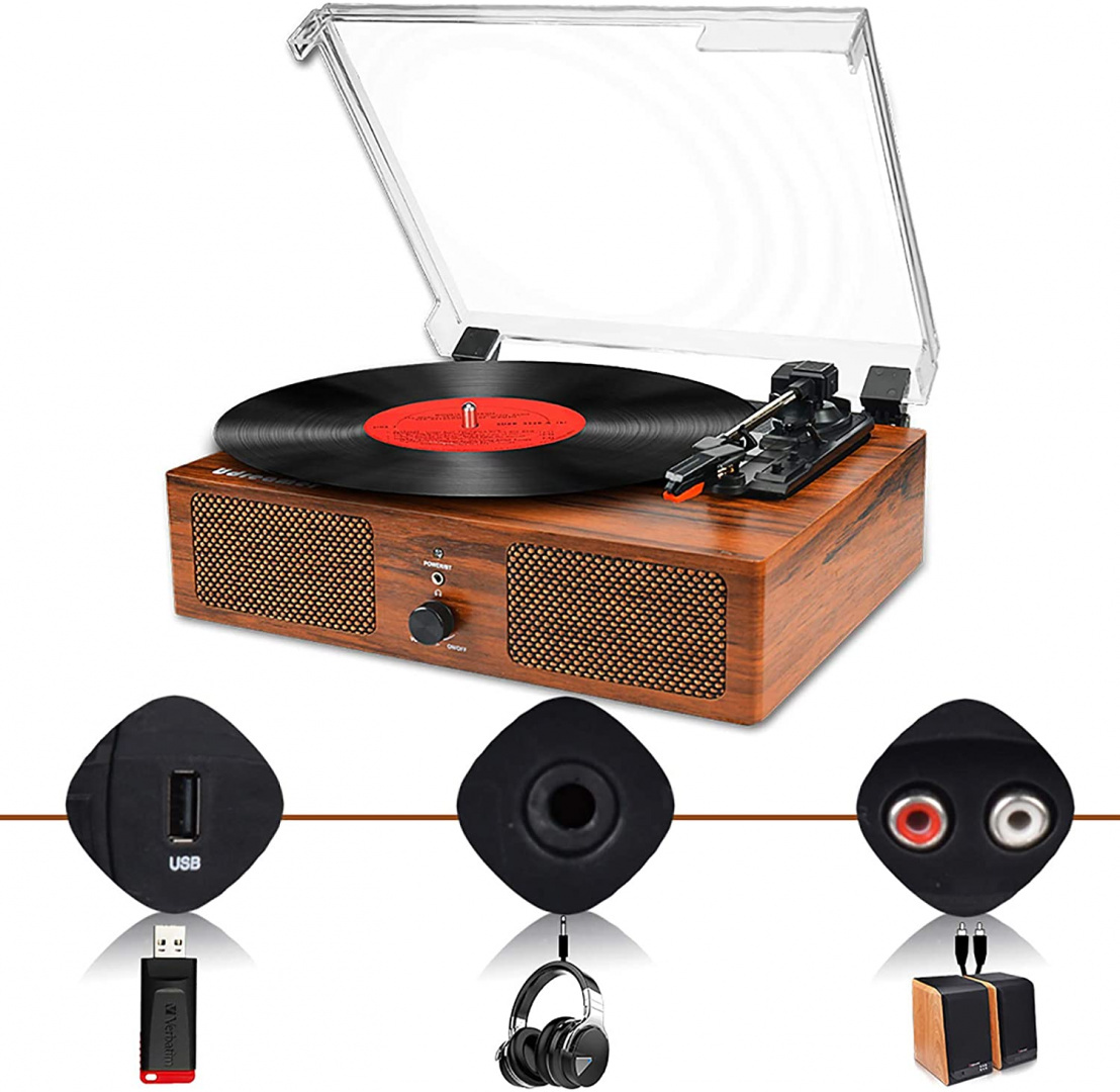 Gramofon UDREAMER UD001-Y Bluetooth USB RCA AUX Gramofon UDREAMER UD001-Y Bluetooth USB RCA AUX