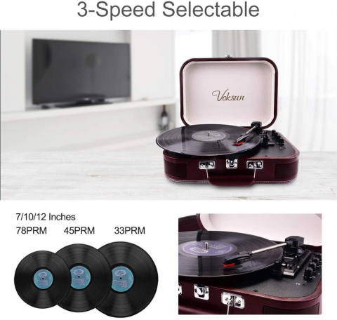 Gramofon VOKSUN S300 Bluetooth USB RCA AUX Gramofon VOKSUN S300 Bluetooth USB RCA AUX