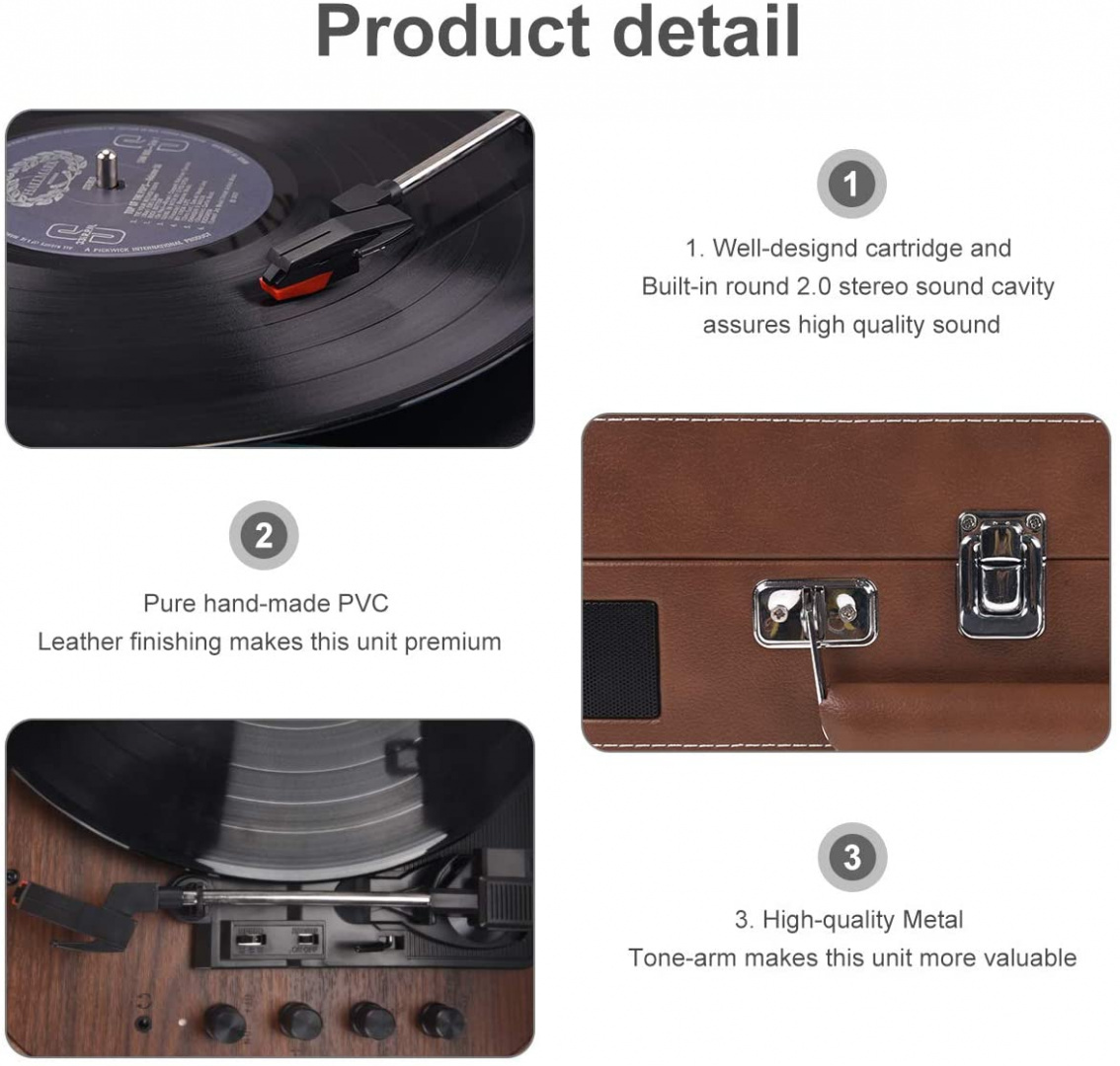 Gramofon VOKSUN S300 Bluetooth USB RCA AUX Gramofon VOKSUN S300 Bluetooth USB RCA AUX