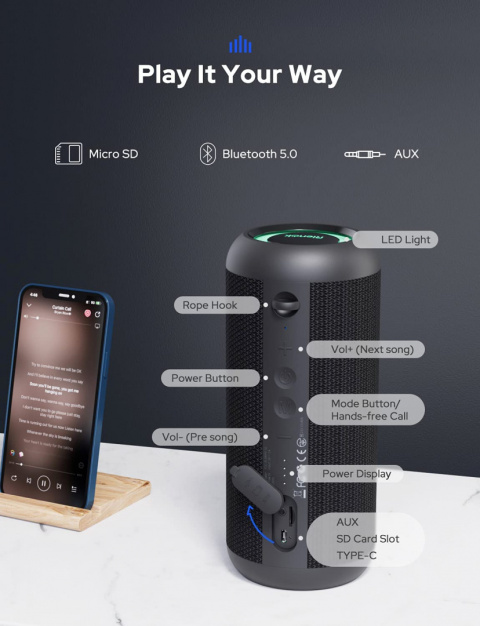 Przenośny Głośnik Bluetooth RIENOK S1 TWS 30W Przenośny Głośnik Bluetooth RIENOK S1 TWS 30W
