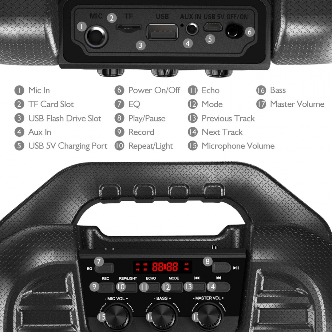 Przenośny głośnik karaoke EARISE T26 Bluetooth