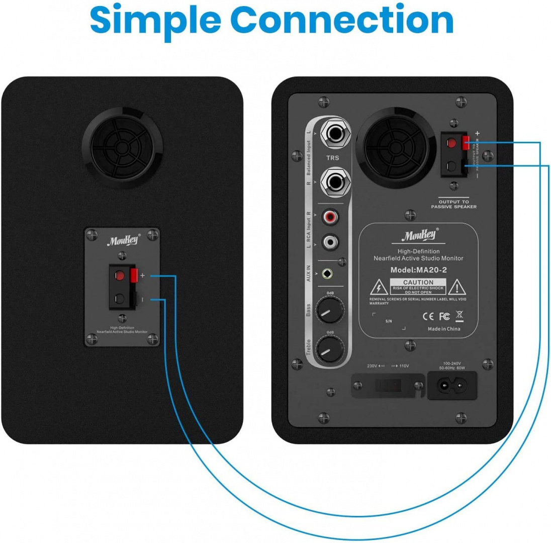 Monitory Moukey MA20-2 głośniki AUX RCA Bluetooth Monitory Moukey MA20-2 głośniki AUX RCA Bluetooth
