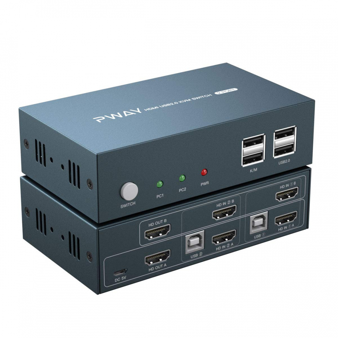 Przełącznik PWAY HDMI KVM 2-portowy Przełącznik PWAY HDMI KVM 2-portowy