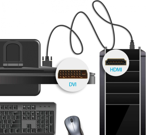 WYTRZYMAŁY KABEL HDMI DVI DWUKIERUNKOWY 1,8M WYTRZYMAŁY KABEL HDMI DVI DWUKIERUNKOWY 1,8M
