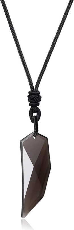 Naszyjnik amulet ząb wilka obsydian lód