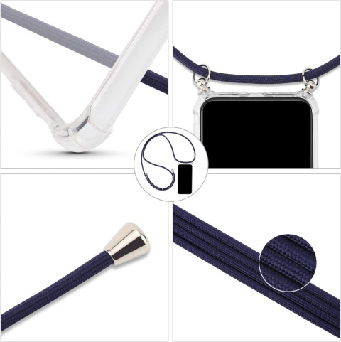 Etui crossbody IPHONE 13 14 granatowy sznurek case Etui crossbody IPHONE 13 14 granatowy sznurek case