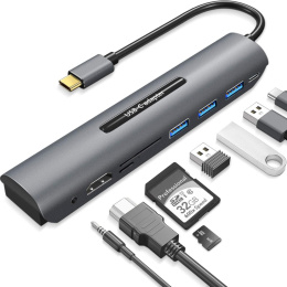 ADAPTER 8W1 HUB USB-C HDMI 4K SD USB 2.0/3.0 audio
