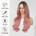 Peruka długie falowane włosy ombre różowe Damska Fale Syntetyczne 65cm