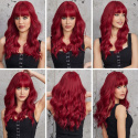 Peruka długie włosy damska syntetyczna 55cm czerwona włókno kanekalon