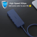 Hub USB 8w1 TSUPY Adapter USB 3.0 port ładowania micro kolor niebieski