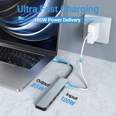 Hub Rozdzielacz 7w1 USB-C HDMI 4K USB 3.0 USB 2.0 SD/TF JESWO NC701 Hub Rozdzielacz 7w1 USB-C HDMI 4K USB 3.0 USB 2.0 SD/TF JESWO NC701