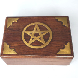 drewniane pudełko skrzynka szkatułka na drobiazgi karty pentagram Purity