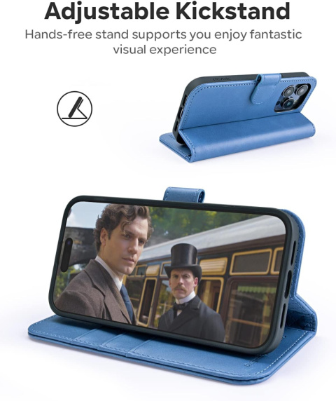 ETUI Z KLAPKĄ PORTFEL DO IPHONE 14 PRO 6,1″ niebieski pokrowiec case ETUI Z KLAPKĄ PORTFEL DO IPHONE 14 PRO 6,1″ niebieski pokrowiec case