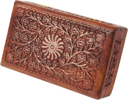Szkatułka pudełko na biżuterię drewniana sheesham indyjska 20x12,5x7cm