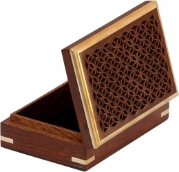 Szkatułka pudełko na biżuterię drewniana sheesham indyjska 15x10x6cm
