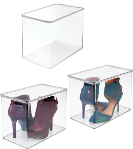 3x pudełko z pokrywką na zawiasie mdesign organizer do szafy buty zabawki szaliki
