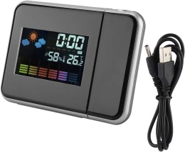 Zegar cyfrowy budzik stacja pogody DS-8190 z projekcją LED 12/24 LCD 3,7