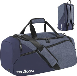 Torba sportowa podróżna plecak 2w1 47L TOLACCEA 60x30x26cm niebieski