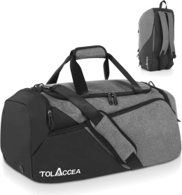 Torba sportowa podróżna plecak 2w1 47L TOLACCEA 60x30x26cm szary