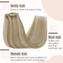 Doczepiane włosy 100% naturalne ludzkie 45cm 120g Clip in blond 7szt