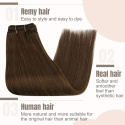 Doczepiane włosy 100% naturalne ludzkie 55cm 120g Clip in brązowy 7szt