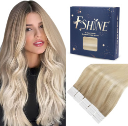 Doczepiane włosy 100% naturalne ludzkie 35cm 50g tape on blond 20szt