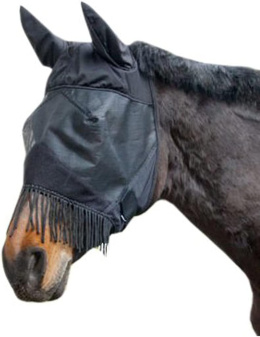 Maska przeciwowadowa moskitiera dla konia Covalliero z uszami frędzle PONY