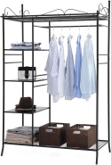 Szafa garderoba z zasłoną składana wieszak półki czarna SONGMICS DUŻA