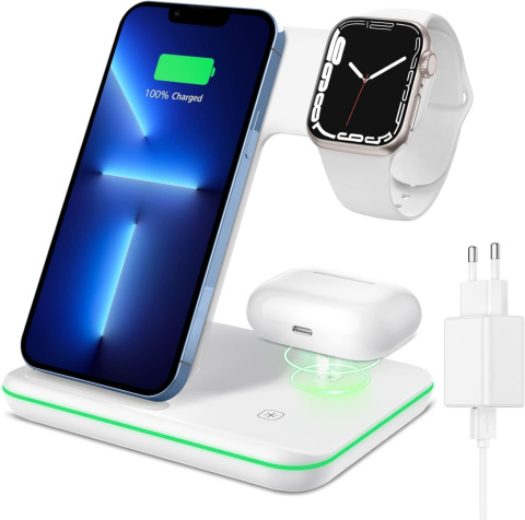 Ładowarka indukcyjna bezprzewodowa 3W1 iWatch iPhone AirPods MAGSAFE