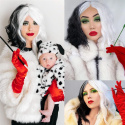 Peruka włosy czarno biała cosplay halloween anime krótkie Cruella 35cm