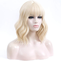 Peruka włosy blond cosplay halloween anime długie 30cm fale