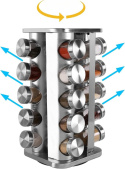Obrotowy stalowy stojak na przyprawy z słoiczkami BaoWnylz 34x16x16 cm 360°