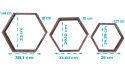 Półka Wisząca Ścienna drewniana heksagon Plastry Miodu 3 sztuki
