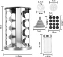 Szklane POJEMNIKI NA PRZYPRAWY 16szt przyprawnik OBROTOWY STOJAK