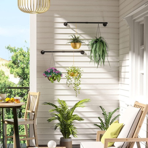 Wieszak na ubrania HOOBRO naścienny LOFT 2 sztuki czarny 80cm Wieszak na ubrania HOOBRO naścienny LOFT 2 sztuki czarny 80cm