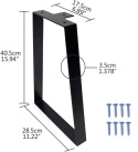 Nogi metalowe Do stołu Loft Industrial czarne 2 sztuki 40,5x28,5cm