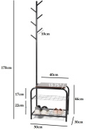 WIESZAK stojący PÓŁKA na BUTY z siedziskiem przedpokój LOFT STOJAK