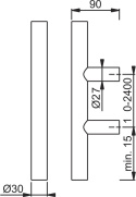 UCHWYT DRZWIOWY POCHWYT DO DRZWI HOPPE 1000/700mm STAL PROSTE SREBRNY