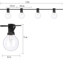 Girlanda ogrodowa zewnętrzna łańcuch świetlny 30szt żarówki 12 metrów