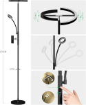 Lampa podłogowa LED ANTENLED dwa źródła światła pilot kolor czarny klasa F