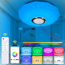 Lampa sufitowa plafon LED NEEMOSI RGB głośnik bluetooth pilot aplikacja 30W