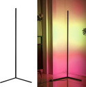 Lampa podłogowa narożna stojąca LED RGB pilot czarna 140cm ściemnianie